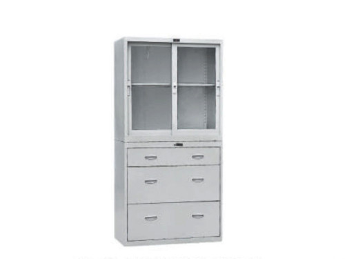 KL97-19噴塑亞光三斗玻璃移門組合柜